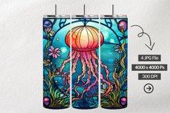 Jellyfish Stained Glass Square Coaster - 04 Variations Product Image 1