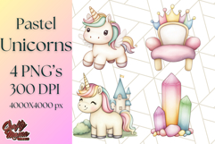 Fairy Tale Unicorn PNG Pastel Magic Clipart, Fantasy Rainbow Product Image 1