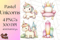 Fairy Tale Unicorn PNG Pastel Magic Clipart, Fantasy Rainbow Product Image 1