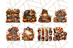 Autumn Library Clipart PNG, Cozy Fall Book Art Product Image 2