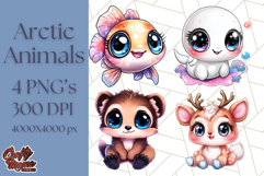 Arctic Animals Kawaii Clipart PNG, Cute Polar Creatures Art Product Image 1