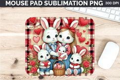 Watercolor Bunny Mouse Pad Sublimation - Valentines PNG Product Image 1