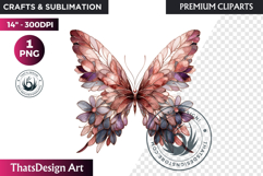 Romantic Flower clipart Rose gold Valentine floral PNG Product Image 1