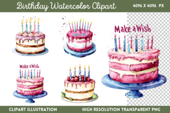 Birthday Watercolor Clipart Bundle PNG Product Image 13