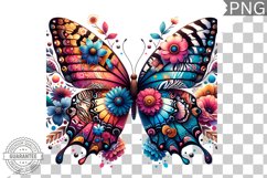 Vibrant Floral Butterfly Sublimation - Clipart PNG Design Product Image 1