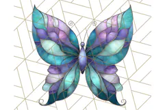 Stained Glass Butterfly PNG Colorful Clipart for Sublimation Product Image 2