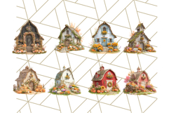 Fall Barn Clipart PNG With Pumpkins and Flowers, Autumn Png Product Image 6