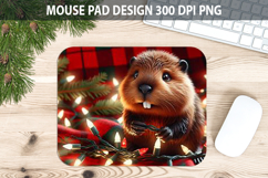 Christmas Beaver Pad Sublimation - Animal PNG Design Product Image 1