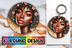 Joyful Round Keychain Magic PNG, Afro Girl Product Image 1