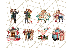 Vintage Glamorous Christmas Party Clipart PNG, Holiday Png Product Image 6