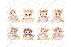 Safari Animal Babies in Bubble Baths, Cute Jungle Animal PNG Product Image 2