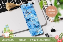 Butterfly Bookmark PNG, Blue Hydrangea Bookmark Printable Product Image 1