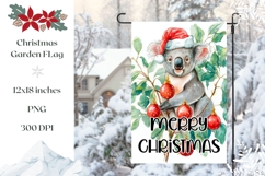 Watercolor Christmas Koala Garden Flag Design Product Image 1