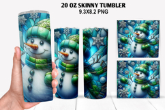 Snowman Skinny Tumbler 20oz Wrap Design, Christmas Tumbler Product Image 1