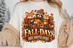 Fall Days Are Happy Days PNG, Cute Woodland Animals Pumpkin Product Image 1