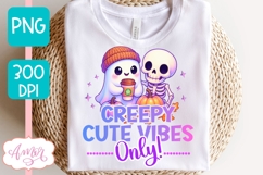 Creepy cute vibes only PNG, Cute Halloween shirt PNG Product Image 2