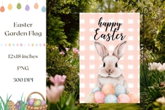 Pink Easter Garden Flag, Cartoon Easter Bunny PNG Product Image 1