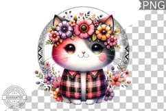 Cat With Flowers Sublimation - Clipart PNG Design Product Image 1