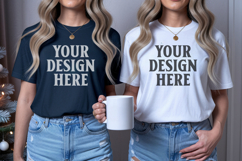 Christmas Bella Canvas 3001 Red and White Green Shirt Mockup Product Image 1