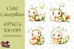Cute Caterpillar Clipart PNG, Spring Bug Illustrations Product Image 1