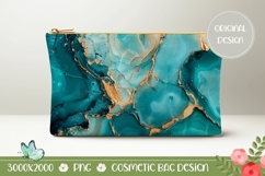 Abstract Cosmetic Bag Print, Blue Marble Cosmetic Bag Design Product Image 1
