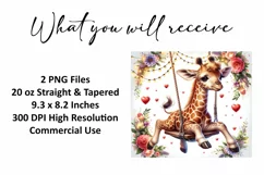 Valentine's Day Giraffe Tumbler Wrap Sublimation Design Product Image 2