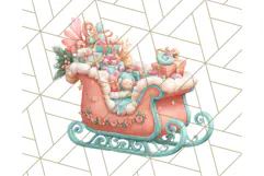 Coral and Aqua Christmas Clipart PNG, Pastel Holiday Art Product Image 2