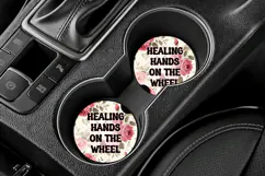 Funny Nurse Quote Car Coaster PNG | Healing Hands Product Image 3