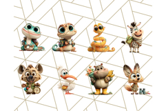 Cute Safari Animal Clipart with Jungle Accessories Png Product Image 2