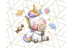 Cute Dessert Unicorn PNG Clipart with Cupcakes & Candies Product Image 2