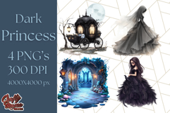 Dark Enchanted Princesses, Gothic Fairy Tale Clipart PNG Product Image 1