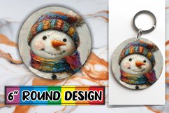 Holiday Round Design Keychain Snowman Winter PNG Product Image 1