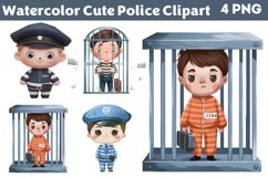 Watercolor Cute Police Clipart PNG Product Image 1