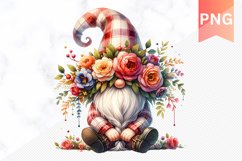 Floral Gnome Sublimation - Gnome Clipart Design Product Image 1