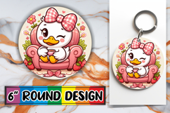 Enchanted Keychain Round Sublimation, Cute Goose Product Image 1