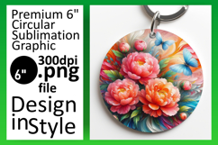 Vibrant Round Design Keychain Artwork , Flowers Product Image 1