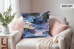 Winter Christmas Wonderland PNG Pillow, Winter Pillow Design Product Image 1