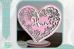 Love Lives Here Floral Hearts Stands Glowforge Laser cut svg Product Image 4