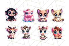 Safari Animals Clipart Bundle, Cute Kawaii Style for Crafts Product Image 5