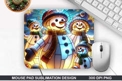 Snowman Mouse Pad Sublimation, Christmas Mouse Pad PNG Product Image 1