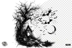 Black and White Halloween Autumn Clipart Product Image 1