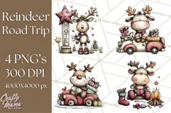 Homespun Christmas Reindeer Roadtrip PNG Clipart Product Image 1