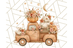 Vintage Truck Pumpkin and Fall Flowers PNG Clipart, Autumn Product Image 2
