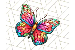 Stained Glass Hearts and Butterflies Clipart PNG Product Image 2