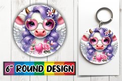 Blissful Car Coaster Round PNG, Valentines Product Image 1