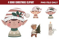 Cute Boho Christmas Watercolor Clipart PNG Product Image 1