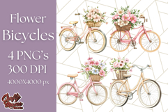 Bicycle with Flowers PNG, Pastel Spring Floral Bike Clipart Product Image 1