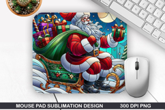 Santa Mouse Pad Sublimation, Christmas Mouse Pad PNG Design Product Image 1