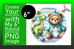 Elegant Keychain Circle Design PNG , Teddy Bear Product Image 1