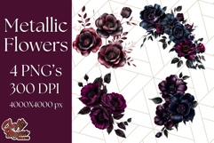 Gothic Floral PNG, Dark Aesthetic Flowers Clipart Print Product Image 1